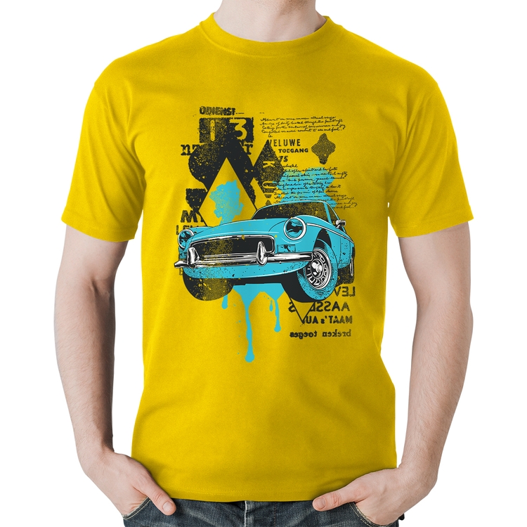 Camiseta Algodão Vintage Classic Car Painting - Amarela