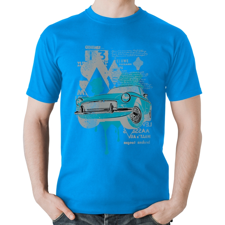 Camiseta Algodão Vintage Classic Car Painting - Azul