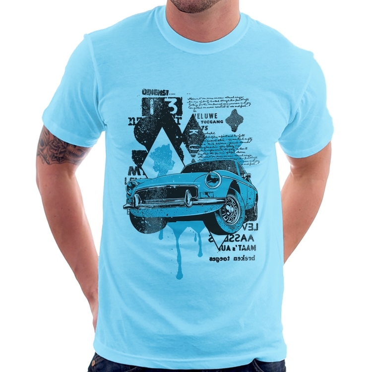 Camiseta Vintage Classic Car Painting - Azul Bebê