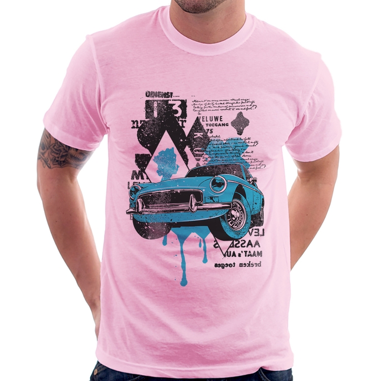 Camiseta Vintage Classic Car Painting - Rosa Bebê
