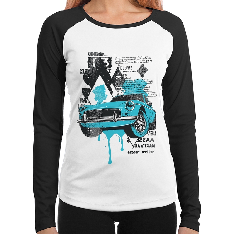 Baby Look Raglan Vintage Classic Car Painting Manga Longa