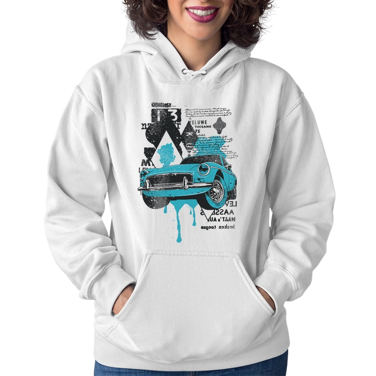 Moletom Feminino Vintage Classic Car Painting - Branco
