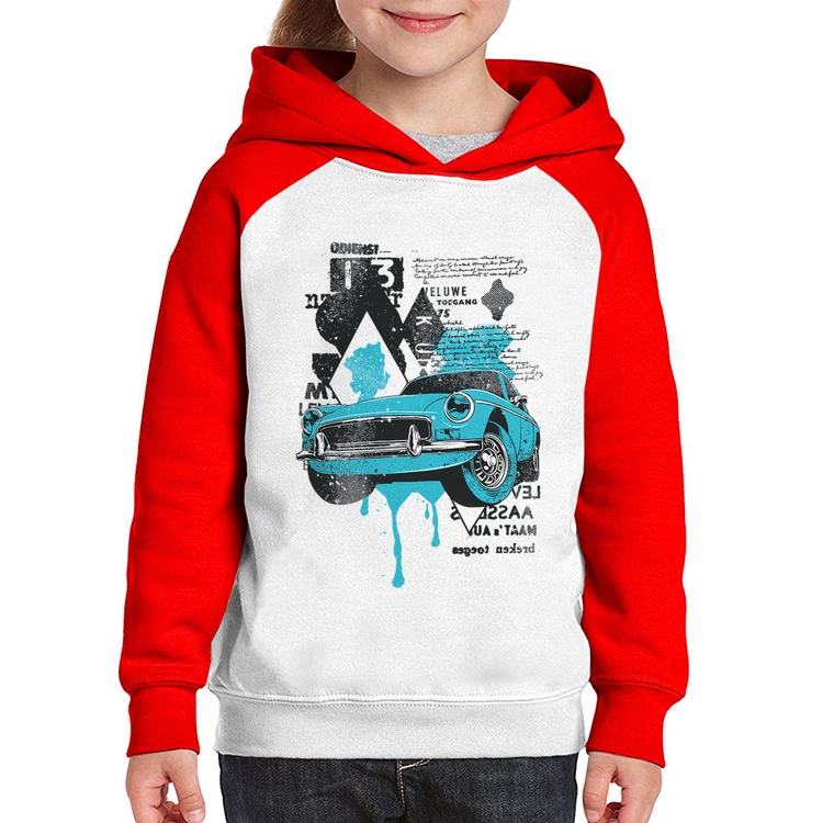 Moletom Infantil Vintage Classic Car Painting - Branco/Vermelho