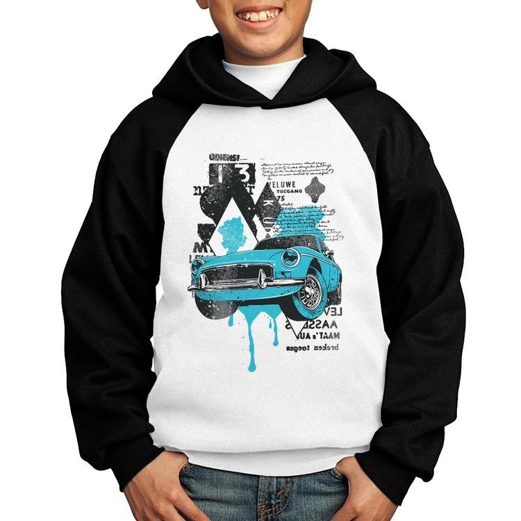 Moletom Infantil Vintage Classic Car Painting - Branco/Preto