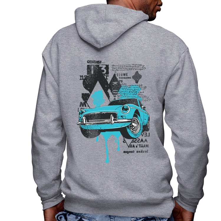 Blusa Moletom Vintage Classic Car Painting Masculina com Capuz e Zíper - Mescla