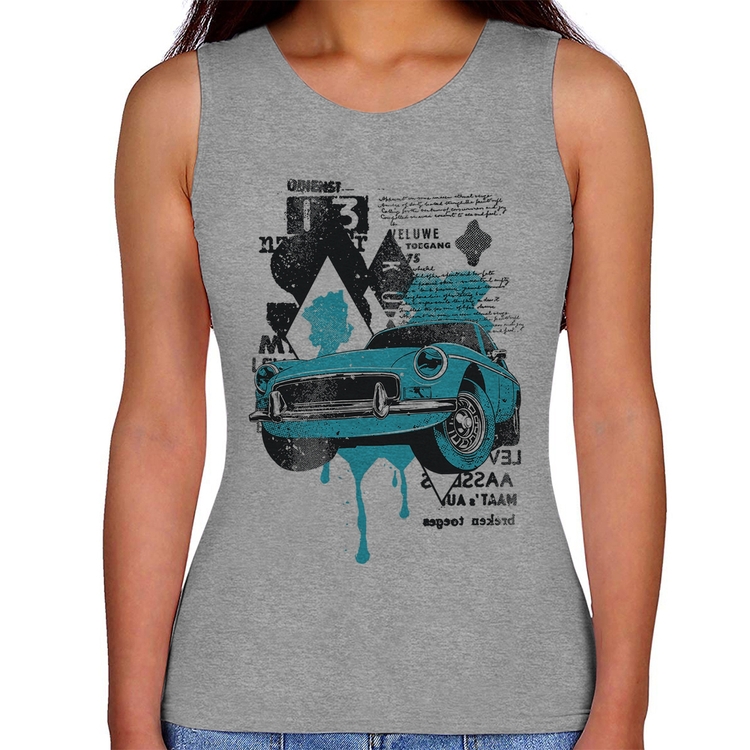 Regata Feminina Vintage Classic Car Painting - Cinza