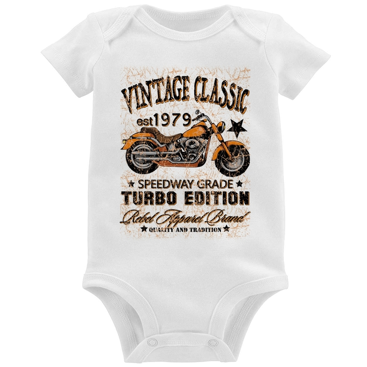 Body Bebê Vintage Classic Moto