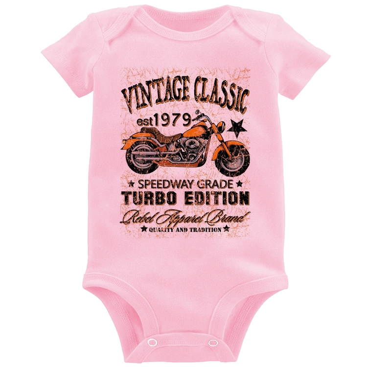 Body Bebê Vintage Classic Moto - Rosa Bebê