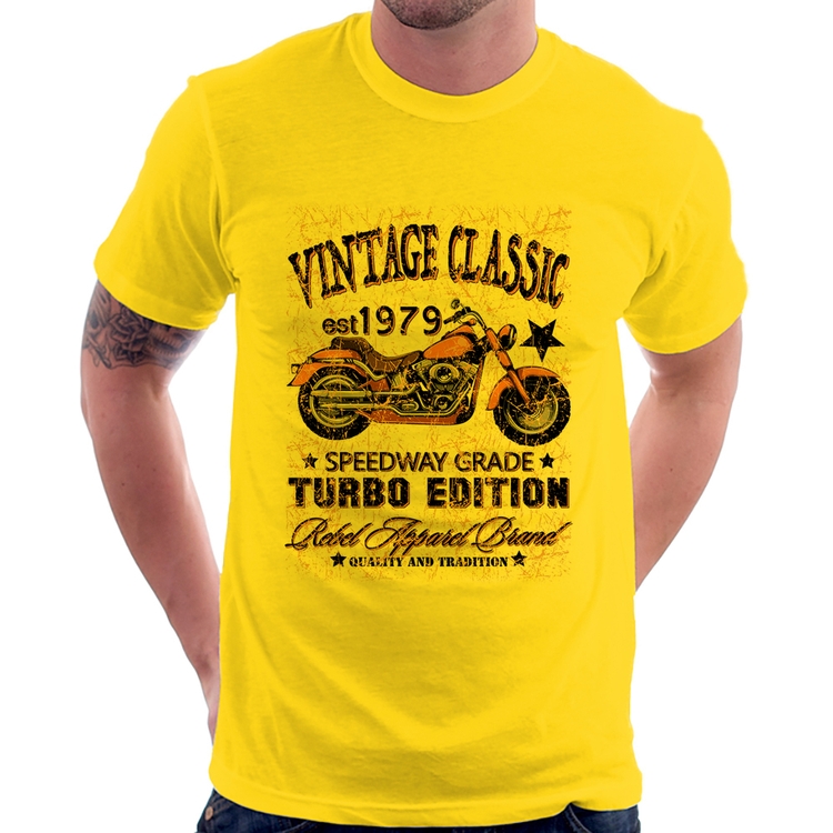 Camiseta Vintage Classic Moto - Amarela