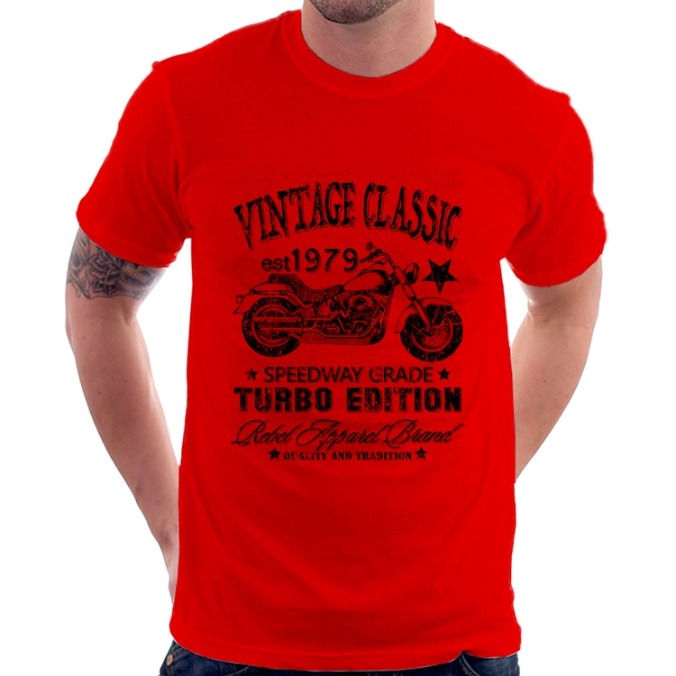 Camiseta Vintage Classic Moto - Vermelha