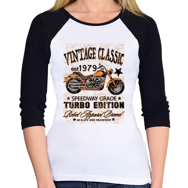 Baby Look Raglan Vintage Classic Moto Manga 3/4