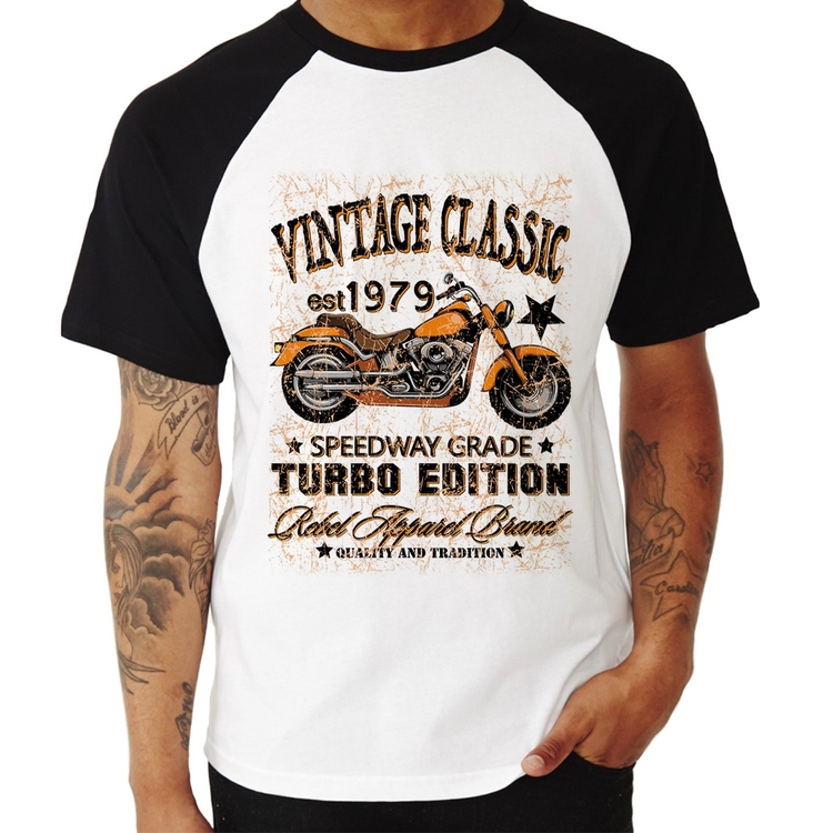 Camiseta Raglan Vintage Classic Moto
