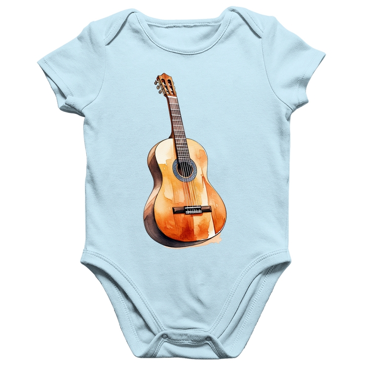 Body Bebê Algodão Violão - Azul Bebê