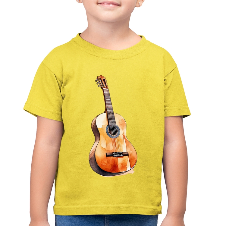 Camiseta Algodão Infantil Violão - Amarelo Canário