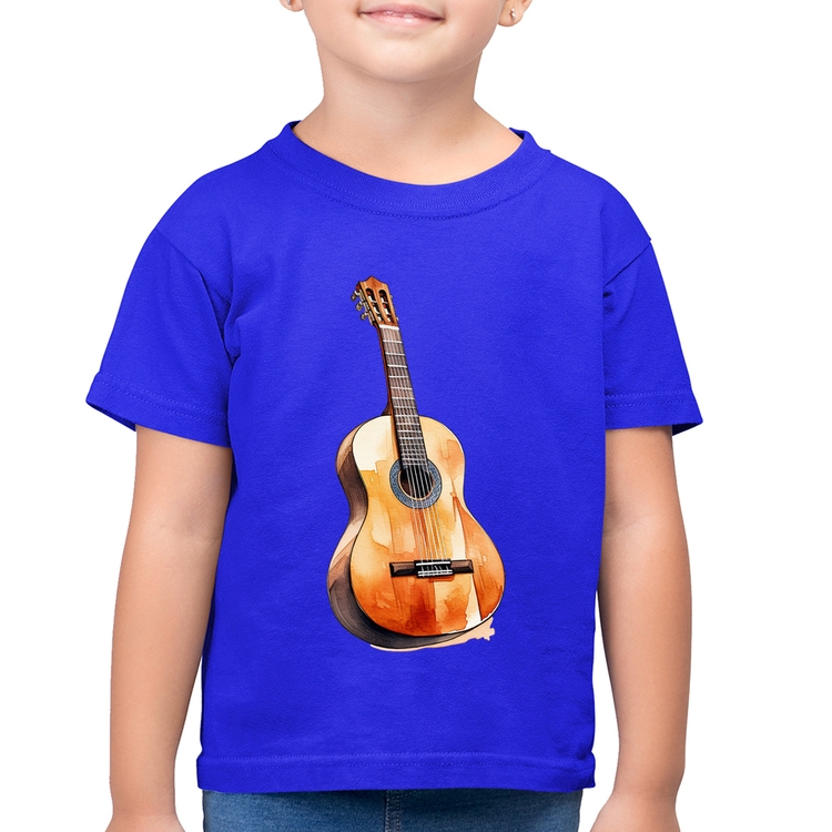 Camiseta Algodão Infantil Violão - Azul Royal