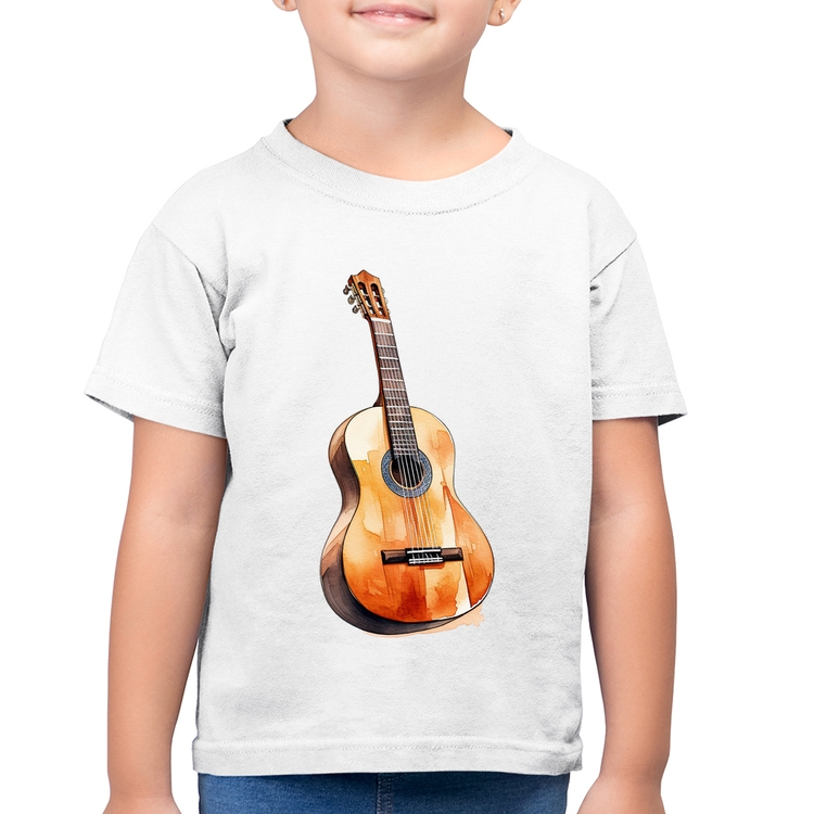 Camiseta Algodão Infantil Violão - Branca