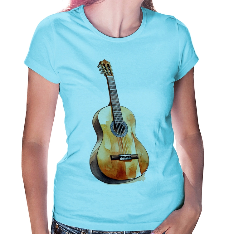 Baby Look Violão - Azul Bebê