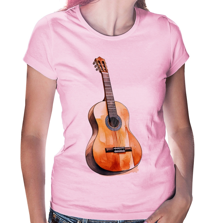 Baby Look Violão - Rosa Bebê