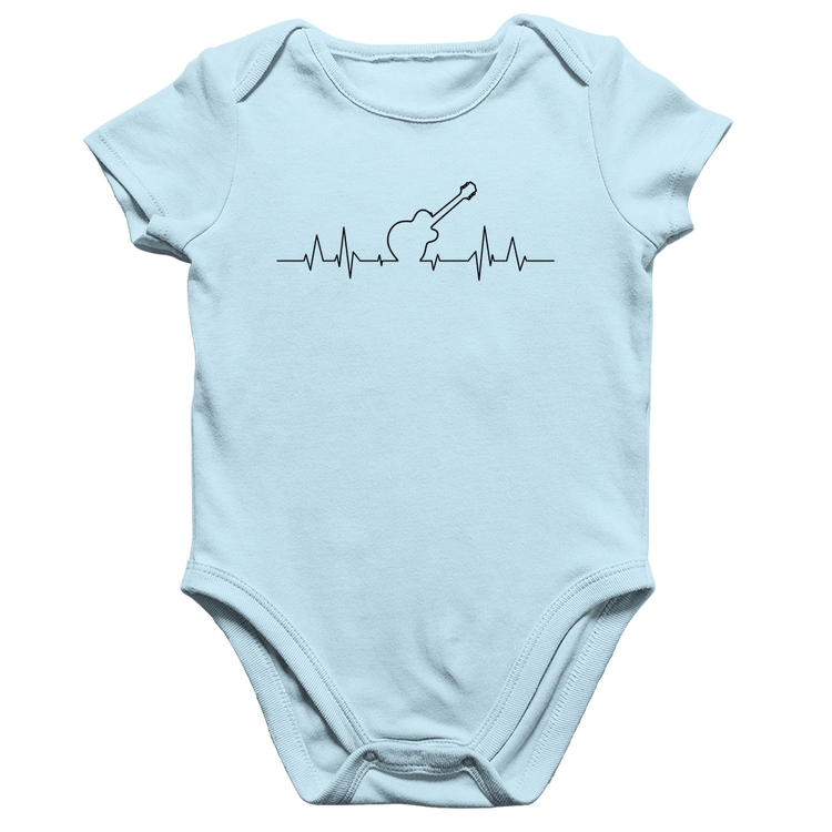 Body Bebê Algodão Violão Batimentos Cardíacos - Azul Bebê