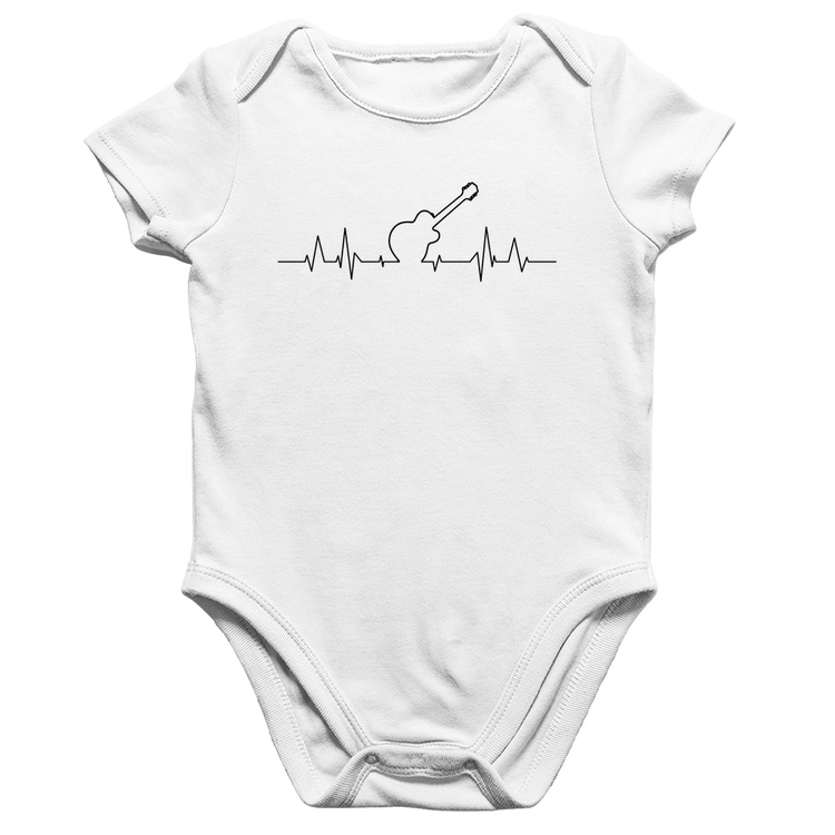Body Bebê Algodão Violão Batimentos Cardíacos - Branco