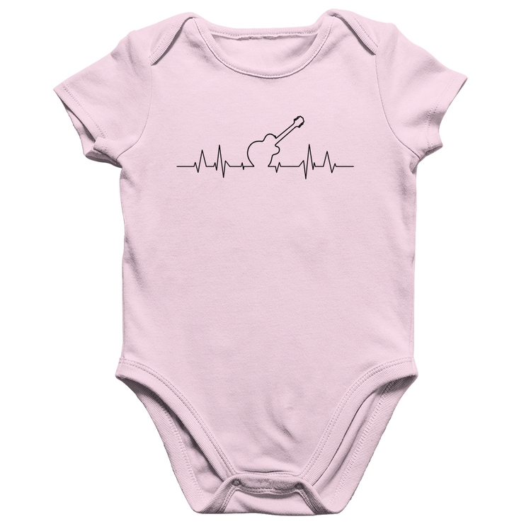 Body Bebê Algodão Violão Batimentos Cardíacos - Rosa Bebê