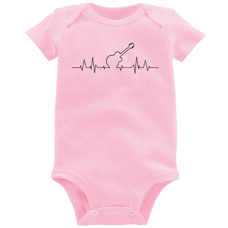 Body Bebê Violão Batimentos Cardíacos - Rosa Bebê