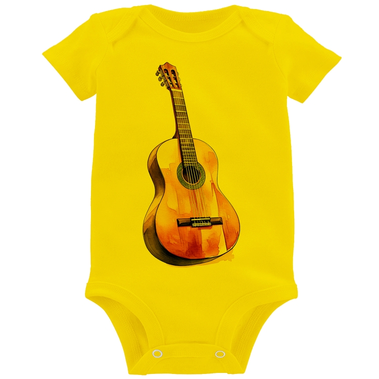 Body Bebê Violão - Amarelo