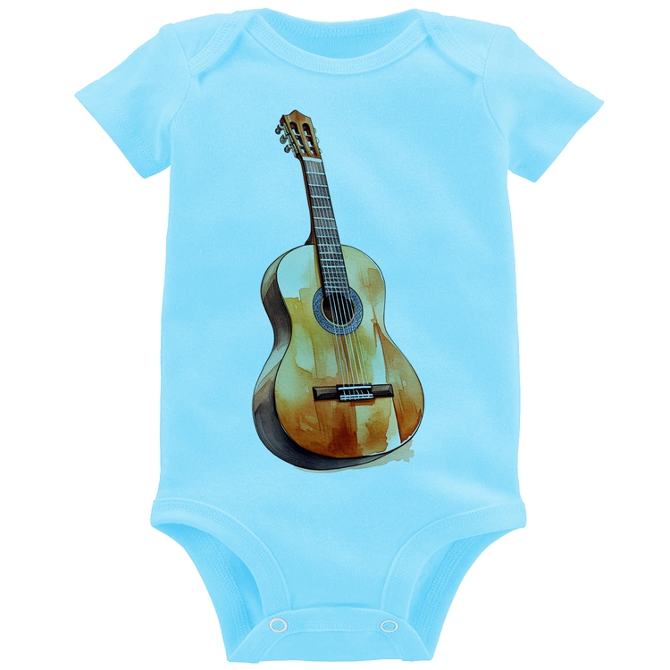 Body Bebê Violão - Azul Bebê