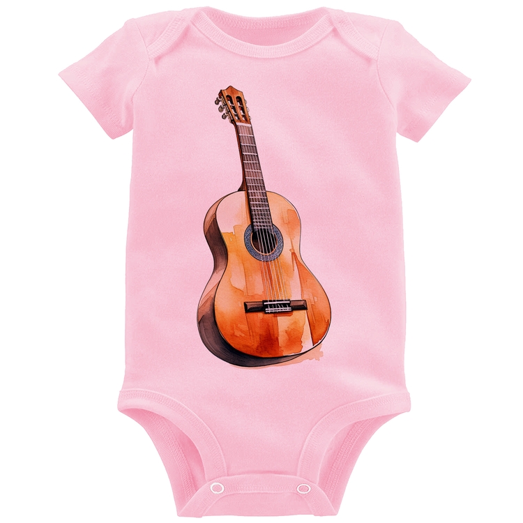 Body Bebê Violão - Rosa Bebê