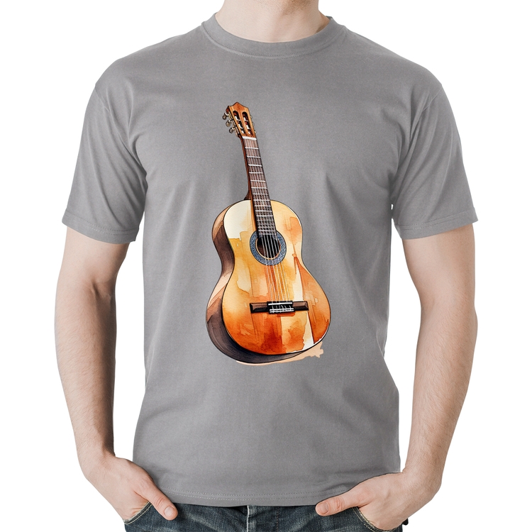 Camiseta Algodão Violão - Cinza