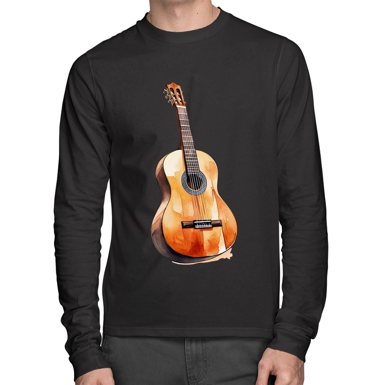 Camiseta Algodão Violão Manga Longa