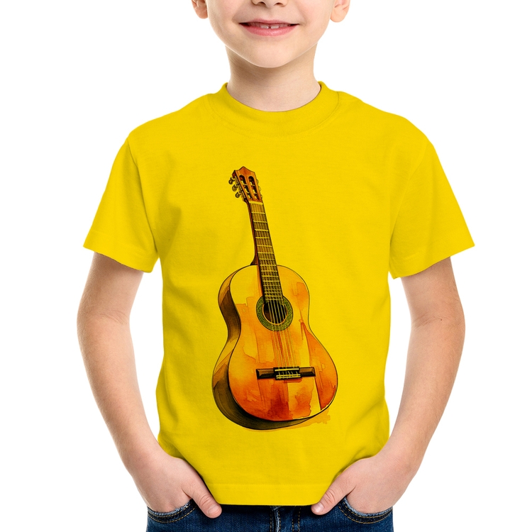 Camiseta Infantil Violão - Amarela