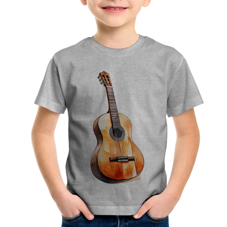 Camiseta Infantil Violão - Cinza