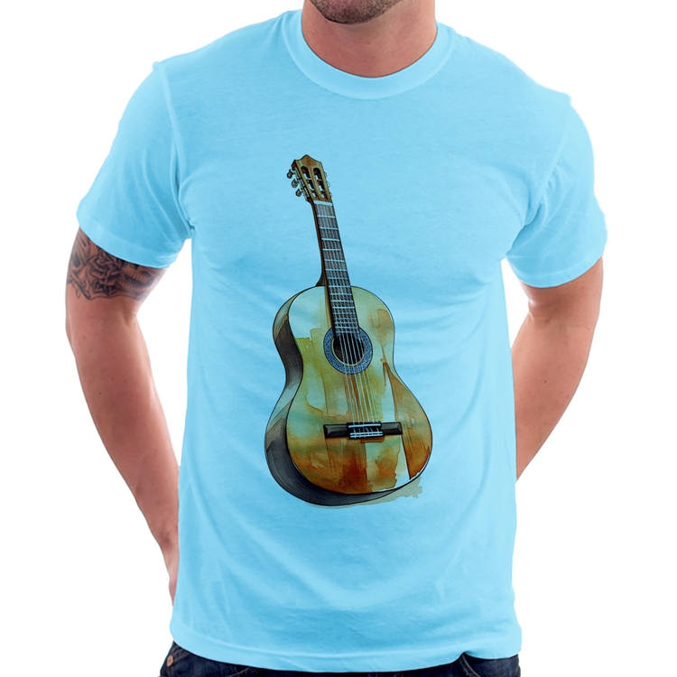 Camiseta Violão - Azul Bebê