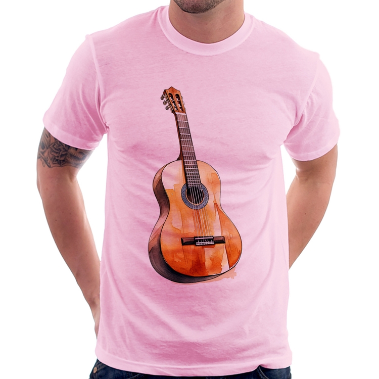 Camiseta Violão - Rosa Bebê