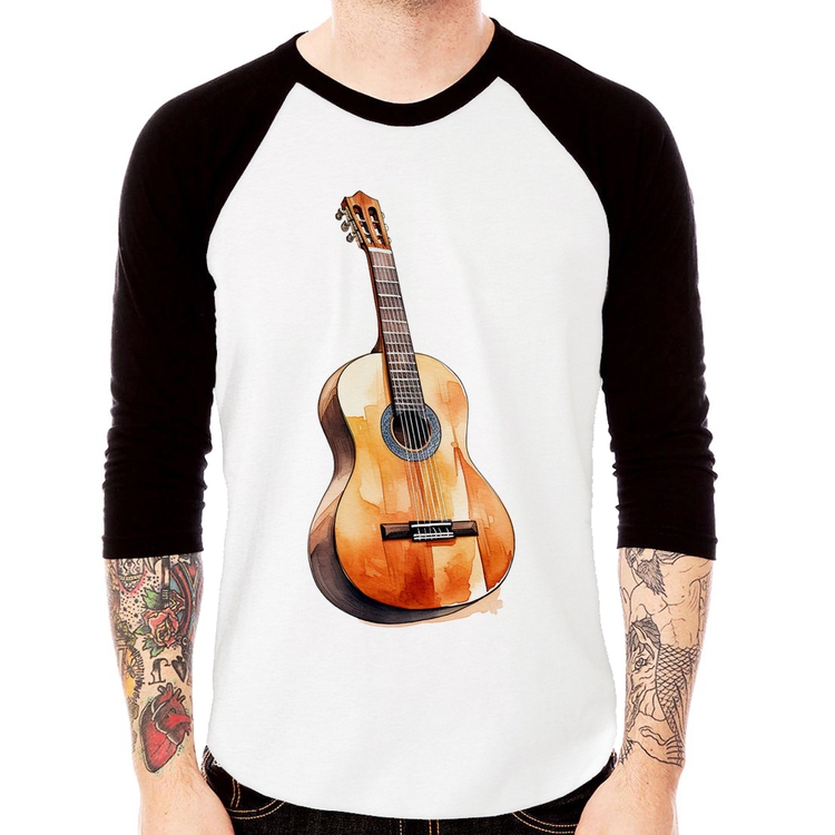 Camiseta Raglan Violão Manga 3/4