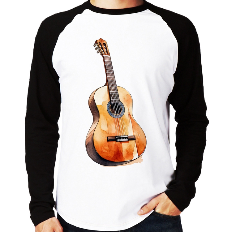 Camiseta Raglan Violão Manga Longa