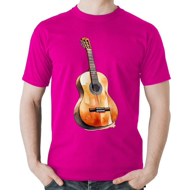 Camiseta Algodão Violão - Rosa