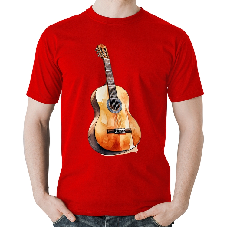 Camiseta Algodão Violão - Vermelha