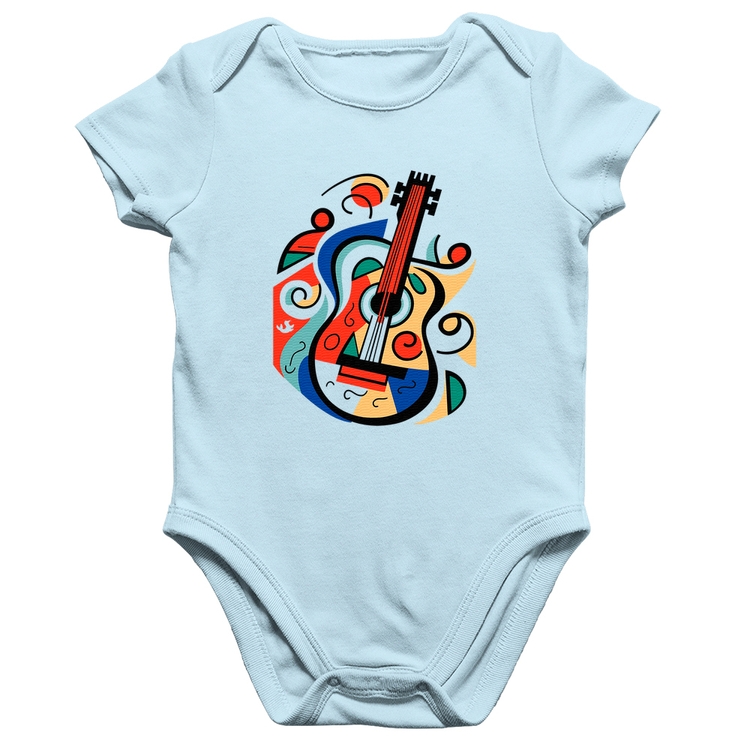 Body Bebê Algodão Violão Colors - Azul Bebê