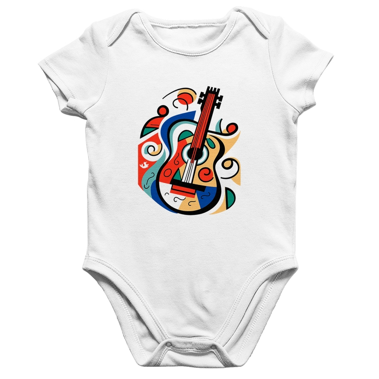 Body Bebê Algodão Violão Colors - Branco