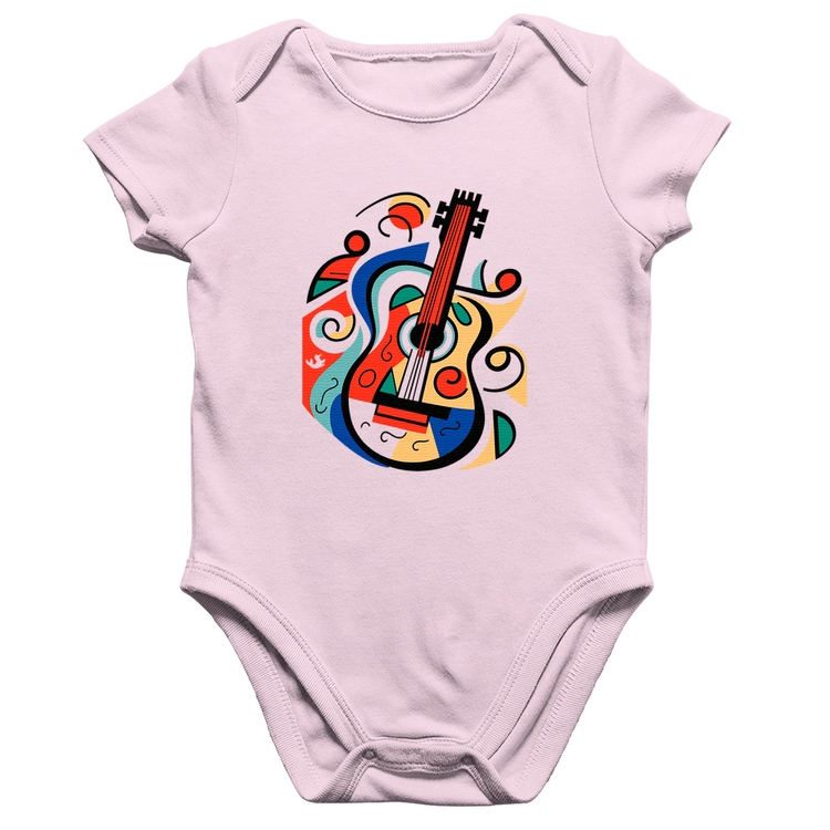 Body Bebê Algodão Violão Colors - Rosa Bebê