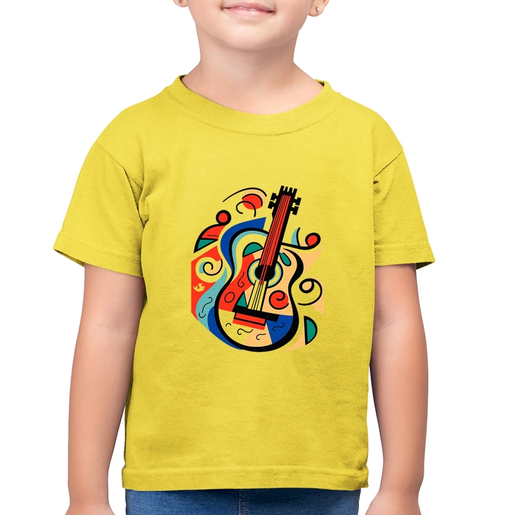 Camiseta Algodão Infantil Violão Colors - Amarelo Canário