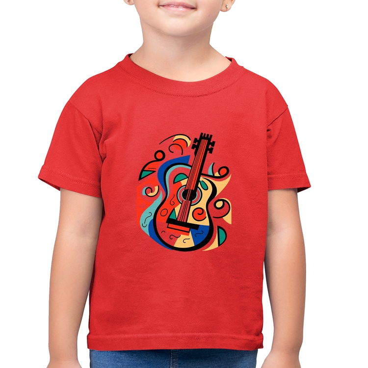 Camiseta Algodão Infantil Violão Colors - Vermelha