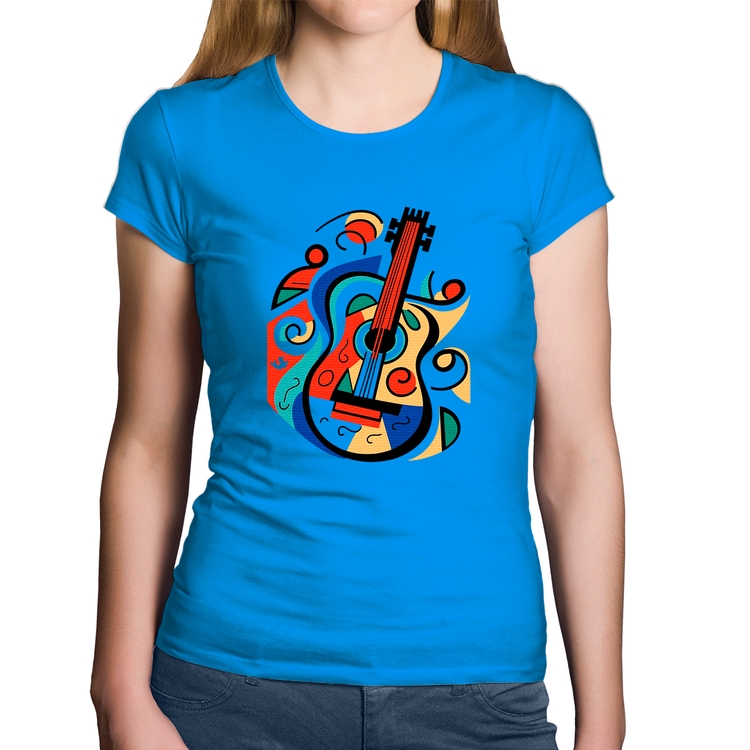 Baby Look Algodão Violão Colors - Azul