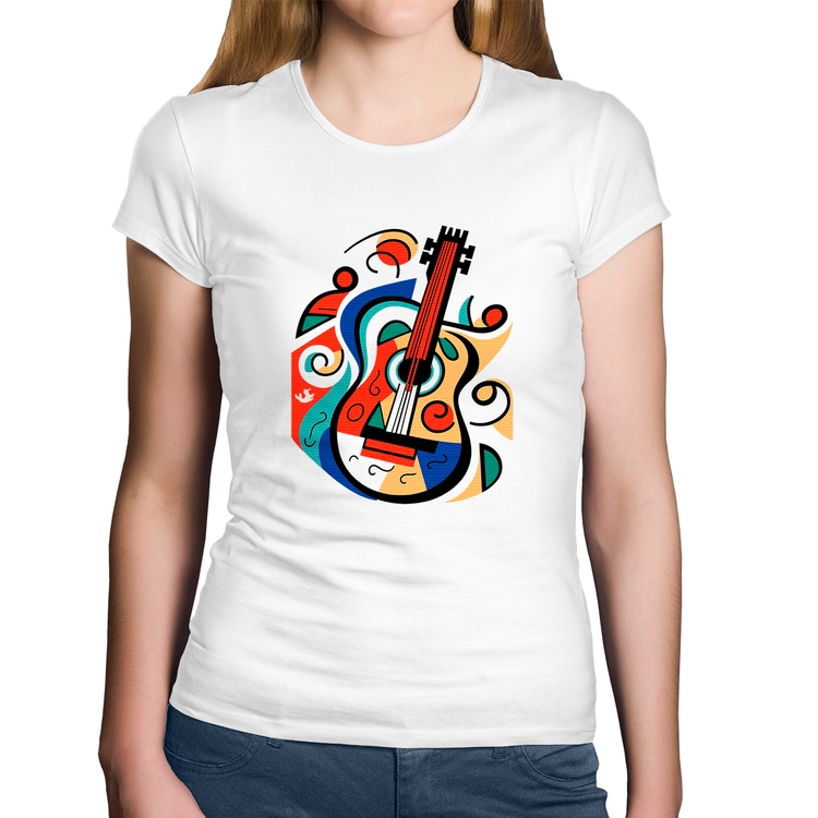 Baby Look Algodão Violão Colors - Branca