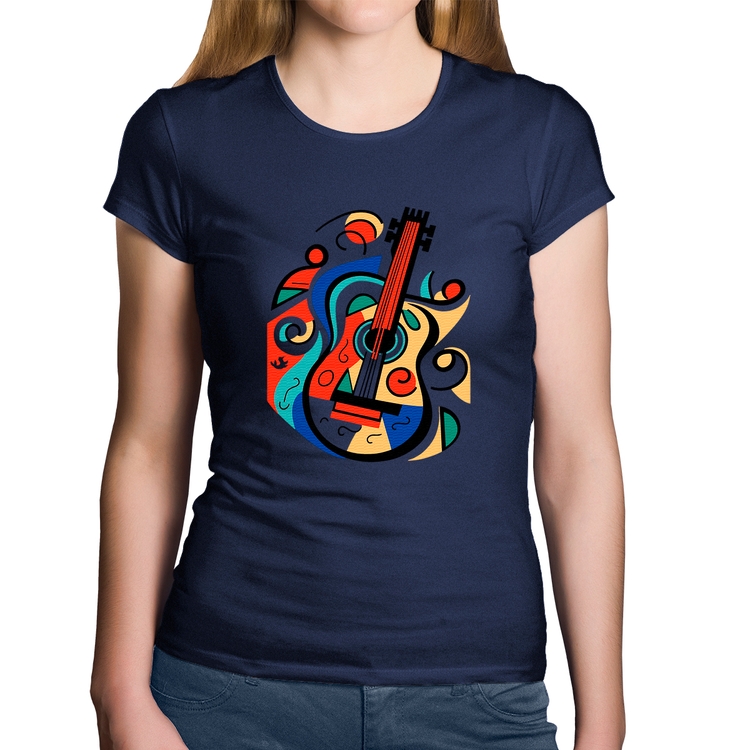 Baby Look Algodão Violão Colors - Marinho