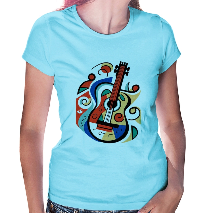 Baby Look Violão Colors - Azul Bebê