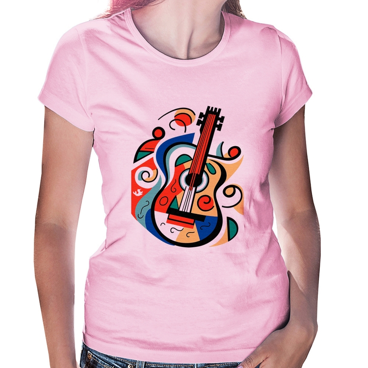 Baby Look Violão Colors - Rosa Bebê