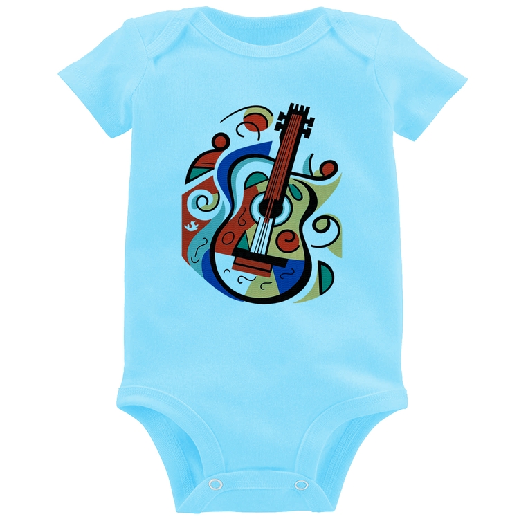 Body Bebê Violão Colors - Azul Bebê